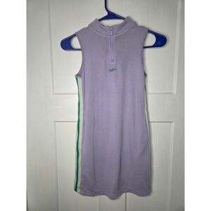 Nike kids Lavender Purple Quarter Zip Sleeveless Mini Dress Green Stripe Size M